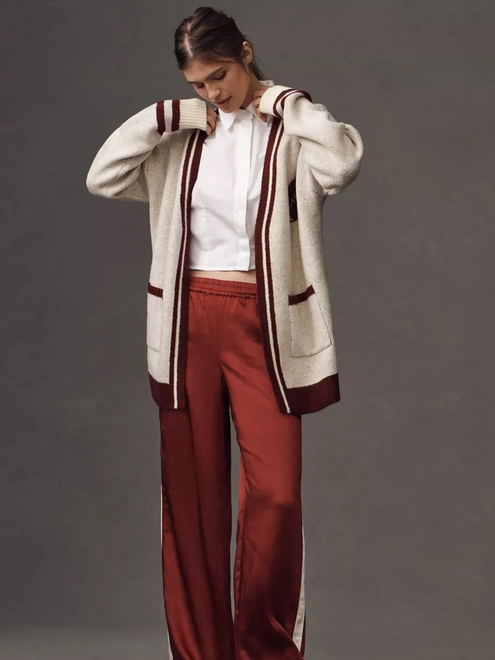 Anthropologie Flat White Game Day Cardigan Sweater - Picture 2 of 8